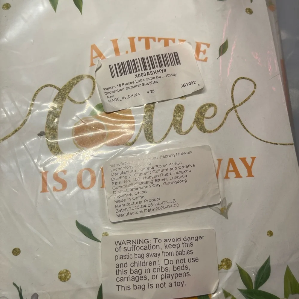 Little Cutie Citrus Orange Party Favor Bags – 18 Pack Thank You Gift Bags Baby